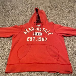 Orange Aeropostale distressed v neck hoodie ! Great for the winter.